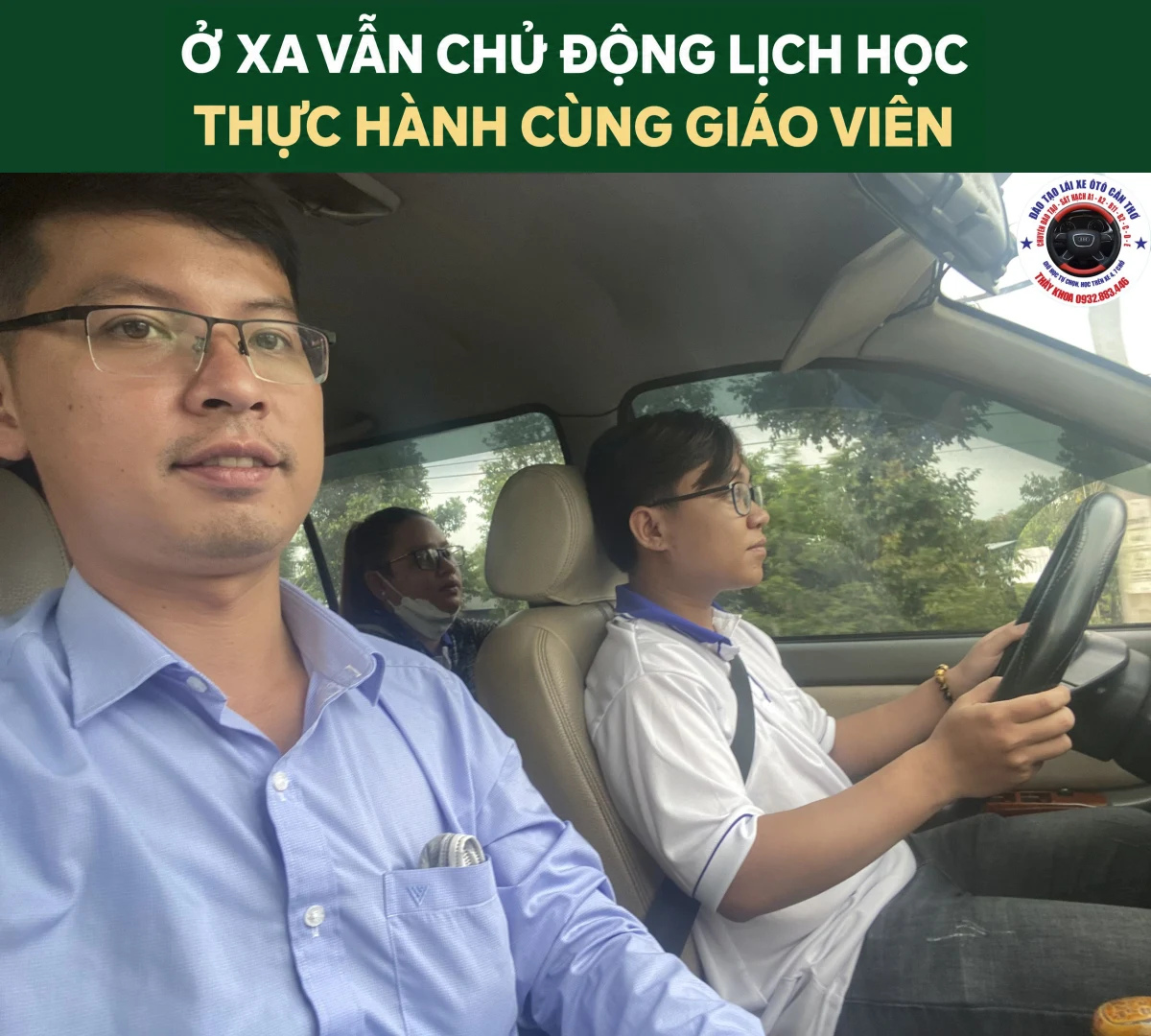 Học lái xe ngoại tỉnh Cần Thơ: 7 lưu ý hữu ích 4 Giáo viên ngồi cùng học viên cầm vô lăng trong buổi thực hành lái xe