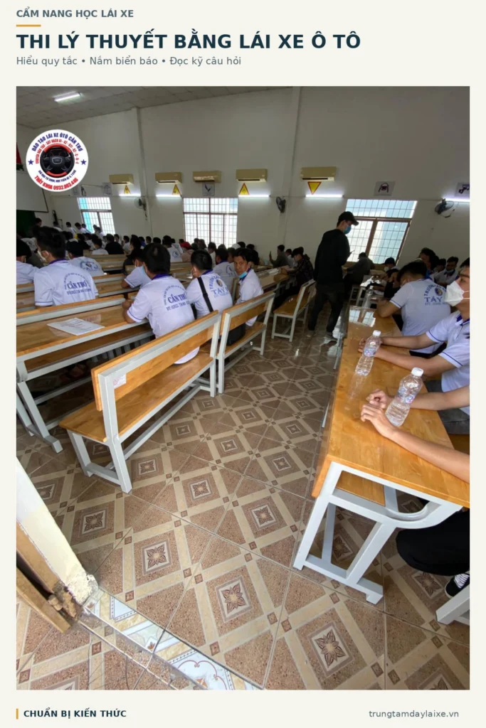 Thi bằng lái xe ô tô gồm những gì? 3 phần thi quan trọng 3 Thi bằng lái xe ô tô gồm những gì: ảnh tư liệu lớp học lý thuyết